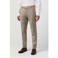 Antique Rogue Men's Slim Fit Taupe Tweed Trouser in Beige | Size: 30R