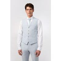 Alexandre Silver Label Men's Tailored Fit Soft Blue Linen Waistcoat | Size: 44R