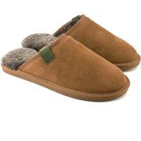 Eastern Counties Leather Men's Tipped Sheepskin Slippers in Beige | Size: 10