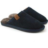 Eastern Counties Leather Men's Tipped Sheepskin Slippers in Navy | Size: 11