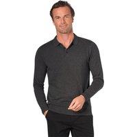 Brook Taverner Men's Casper Knitted Long-Sleeved Polo Shirt in Charcoal | Size: Small