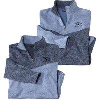 Atlas for Men Men's Brushed Fleece Jumper Pack of 2 in Indigo | Size: XL