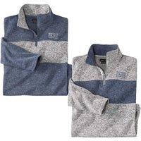 Atlas for Men Men's Wild Park Brushed Fleece Jumper Pack of 2 in Mid Blue | Size: XL