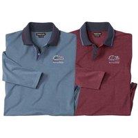 Atlas for Men Men's Snow Mountain Long-Sleeved Polo Shirt Pack of 2 in Blue | Size: 4XL