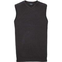 Russell Collection Men's Knitted V Neck Sleeveless Sweatshirt in Black | Size: Small