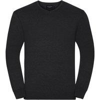 Russell Collection Men's Knitted V Neck Sweatshirt in Charcoal | Size: XL