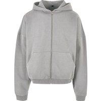 Build Your Brand Men's 90s Full Zip Hoodie in Grey | Size: Large