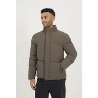 Brave Soul Men's Funnel Neck Padded Jacket in Taupe | Size: Large