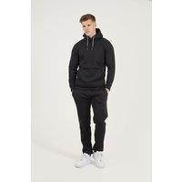 Brave Soul Men's Crossover Neck Hoodie & Joggers Set in Black | Size: XL