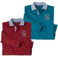 Atlas for Men Men's Rugby Polo Shirt Pack of 2 in Burgundy | Size: 5XL