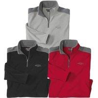 Atlas for Men Men's Microfleece Jumper (Pack of 3) in True Black | Size: Large