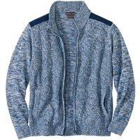 Atlas for Men Men's Knitted Faux Suede Shoulder Panels Jacket in Blue | Size: Large