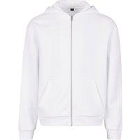 Build Your Brand Men's Fluffy Full Zip Hoodie in White | Size: Medium