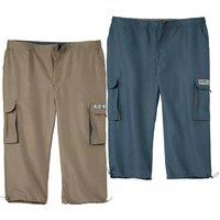 Atlas for Men Men's Microfibre Cargo Trousers Pack of 2 in Blue | Size: 5XL