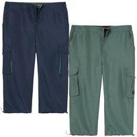 Atlas for Men Men's Cropped Cargo Trousers Pack of 2 in Navy | Size: Large