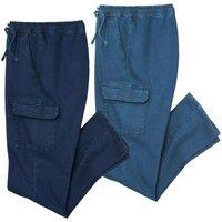 Atlas for Men Men's Denim Cargo Trousers Pack of 2 in Navy | Size: Large