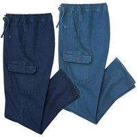 Atlas for Men Men's Denim Cargo Trousers Pack of 2 in Navy | Size: XL