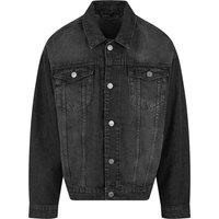 Build Your Brand Men's Boxy Denim Jacket in Black | Size: Medium