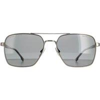 Hugo Boss Men's Aviator Matte Ruthenium Grey Polarized BOSS 1045/S in Silver