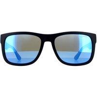 Tommy Hilfiger Men's Rectangle Matte Blue Blue Mirror Sunglasses