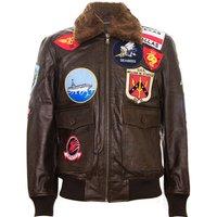 Infinity Leather Men's Top Gun A2 Leather Bomber Jacket-San Diego in Brown | Size: 2XL