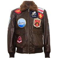 Infinity Leather Men's Top Gun A2 Leather Bomber Jacket-San Diego in Brown | Size: 5XL