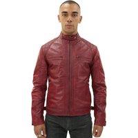 Infinity Leather Men's Vintage Leather Quilted Biker Jacket-Monaco in Red | Size: XL