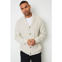 Threadbare Men's 'Needham' Shawl Collar Cardigan in Natural | Size: Medium