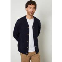 Threadbare Men's Knitted V-Neck Cardigan in Navy | Size: Large