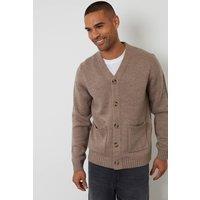 Threadbare Men's Knitted V-Neck Cardigan in Taupe | Size: Medium