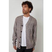 Threadbare Men's Cotton Blend Knitted Button Up Cardigan in Brown | Size: XL
