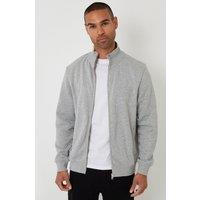 Threadbare Men's Funnel Neck Zip Through Sweatshirt in Light Grey | Size: Large