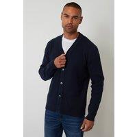 Threadbare Men's Rib Knit Button Up Cardigan in Navy | Size: Large