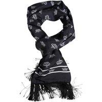Dolce & Gabbana Men's Black Silk Crown Fringes Foulard Scarf
