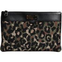 Dolce & Gabbana Men's Leather & Fabric Camo Leopard Print Pouch Bag