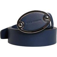 Dolce & Gabbana Men's Blue Leather Classic Metal Logo Buckle Belt