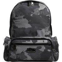 Dolce & Gabbana Men's Camouflage Print Backpack with Logo Plaque in Grey
