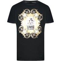 Cavalli Class Men's Bold Tiger Emblem Design Black T-Shirt | Size: XL