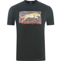 Cavalli Class Men's Boxed Leopard Logo Black T-Shirt | Size: Large