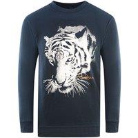 Cavalli Class Men's Tiger Silhouette Logo Navy Blue Sweatshirt | Size: XL