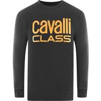Cavalli Class Men's Bold Brand Logo Black Sweatshirt | Size: Large