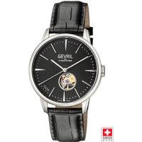 Gevril Men's Mulberry 9600 Swiss Automatic Black Dial Calfskin Leather Watch