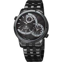 August Steiner Men's Stratos Meridian 44mm Quartz Dual-Time in Black