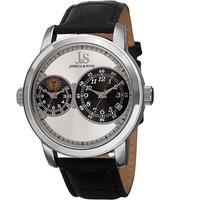 Joshua&Sons Men's Lunovox Veyron 44mm Japanese Quartz Dual-Time in Silver