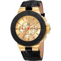 Joshua&Sons Men's Aurion Obscura 45mm Quartz Dual-Time in Gold