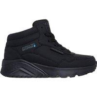 Skechers Men's UNO LITE Lace Up Mid Top Waterproof Sneaker W/ Linear Embossed Collar Black | Size: 1