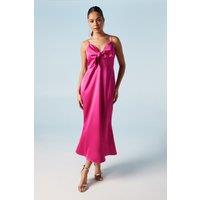 Oasis Women's Strappy Tie Detail Bridesmaid Dress in Bright Pink | Size: 14