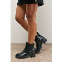 Oasis Women's Monty Faux Leather High Heel Chunky Chelsea Ankle Boots in Black | Size: 7
