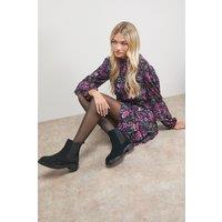 Oasis Women's Betty Real Suede Chunky Chelsea Boots in Black | Size: 5