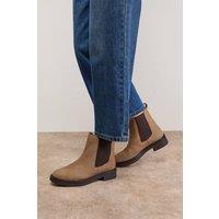 Oasis Women's Betty Real Suede Chunky Chelsea Boots in Taupe | Size: 6